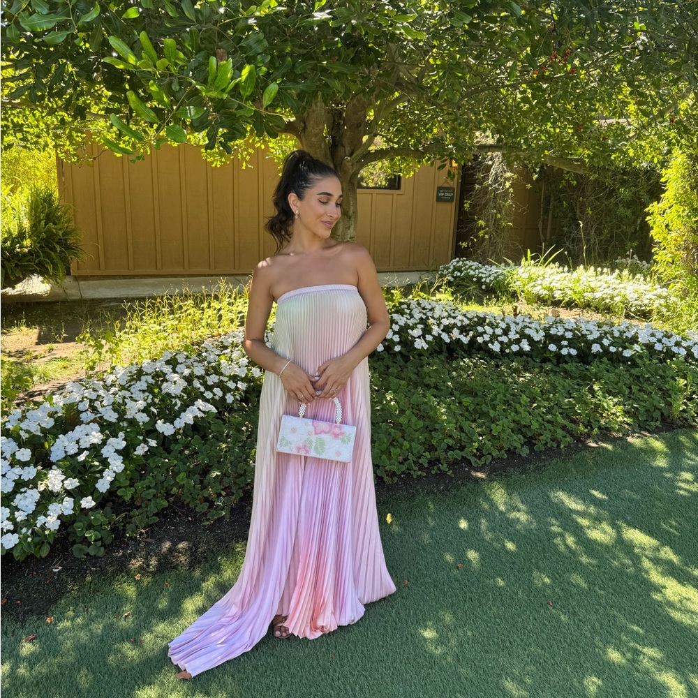 Elegant Strapless Pink Gradient Dress